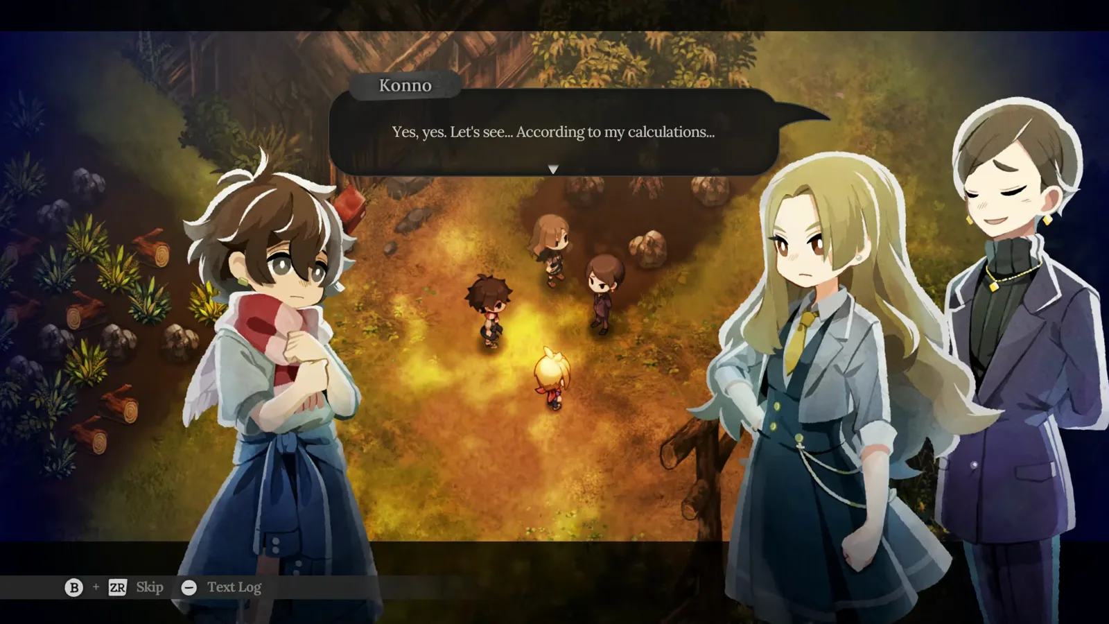 Village in the Shade dusk dialogue where Konno begins calculating lodging fees you owe the village, framing yen costs beyond simple crop shipping.
